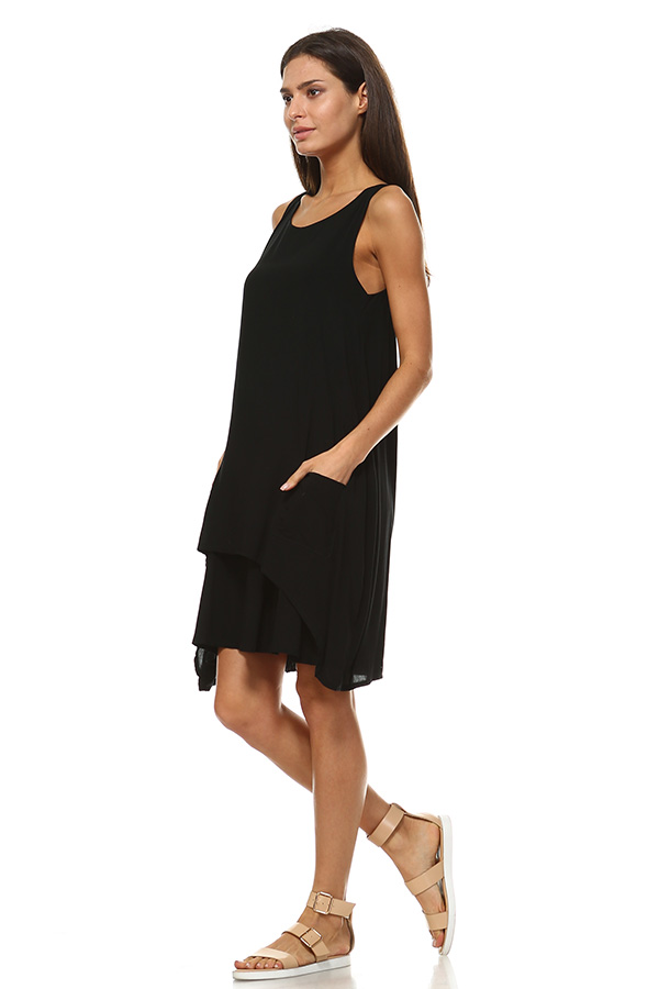 Front Pocket Small Dress - Black